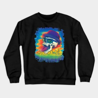 Skull Donning Pork Pie Hat Crewneck Sweatshirt